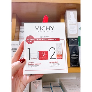 [Bộ 3 món] Vichy - Kem ngăn ngừa lão hoá Vichy liftactiv collagen + kem chống nắng capital soleil