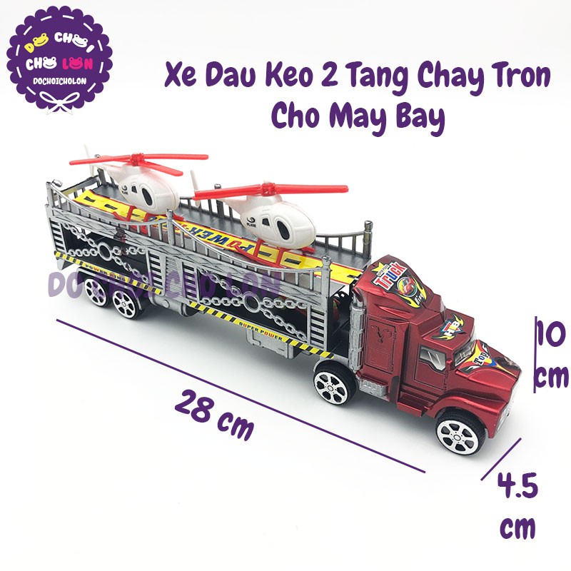 Đồ chơi xe tải đầu kéo 2 tầng chở máy bay bằng nhựa chạy trớn 809-3