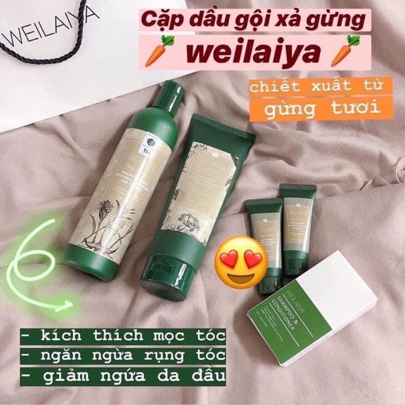 Bộ gội xả gừng weilaya 400ml trắng & thuốc bắc (tặng kèm sét mini) | BigBuy360 - bigbuy360.vn