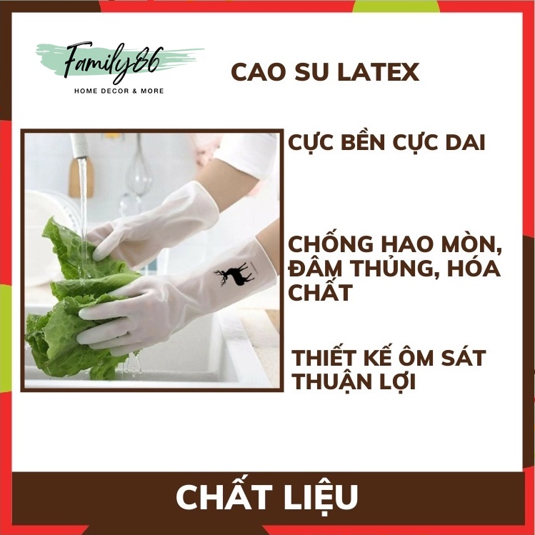 Găng tay cao su siêu dai hình hươu, Găng tay cao su rửa chén bát giặt đồ