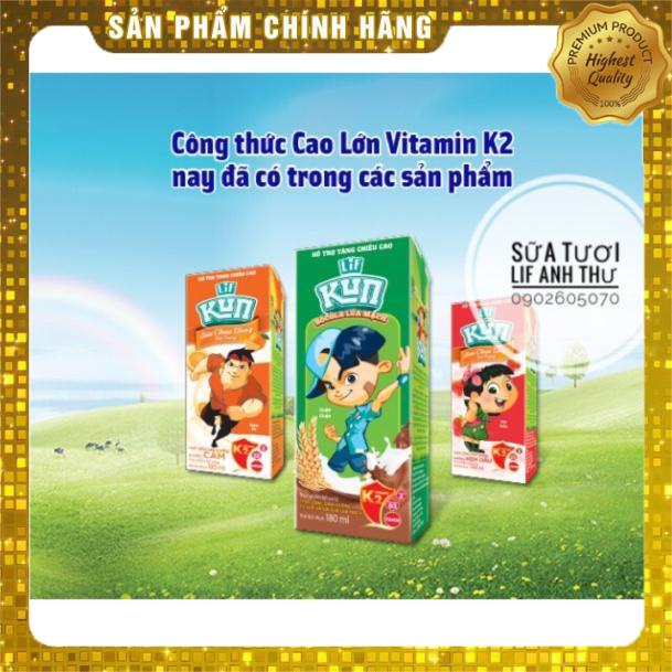 SỮA KUN CAO LỚN K2 CAM, DÂU, CACAO 180ml x 48 hộp