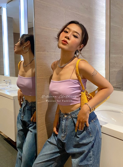 [HÌNH THẬT] ÁO NỮ CROPTOP HAI DÂY NHỎ BASIC CT01 FREESIZE DƯỚI 65KG | BigBuy360 - bigbuy360.vn