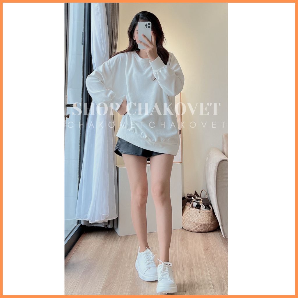 Áo Sweater trơn dài tay nữ Unisex ❤️ A8457 Áo nỉ da cá Form rộng Basic phong cách Ulzzang Hàn Quốc nhiều màu cực xinh ❤️