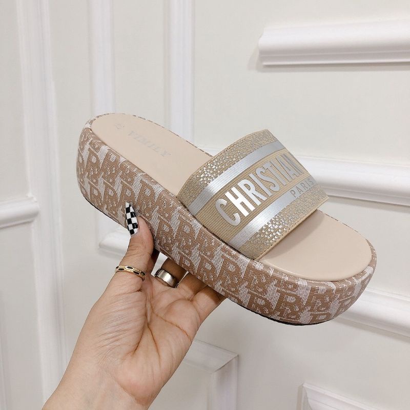 Dép Xuồng Nữ, Dép Đế Bánh Mì 7p Mẫu Mới Cực HOT Quai Mềm Co Giãn Đế Nhẹ Họa Tiết Bọc Full Viền Mã Dior