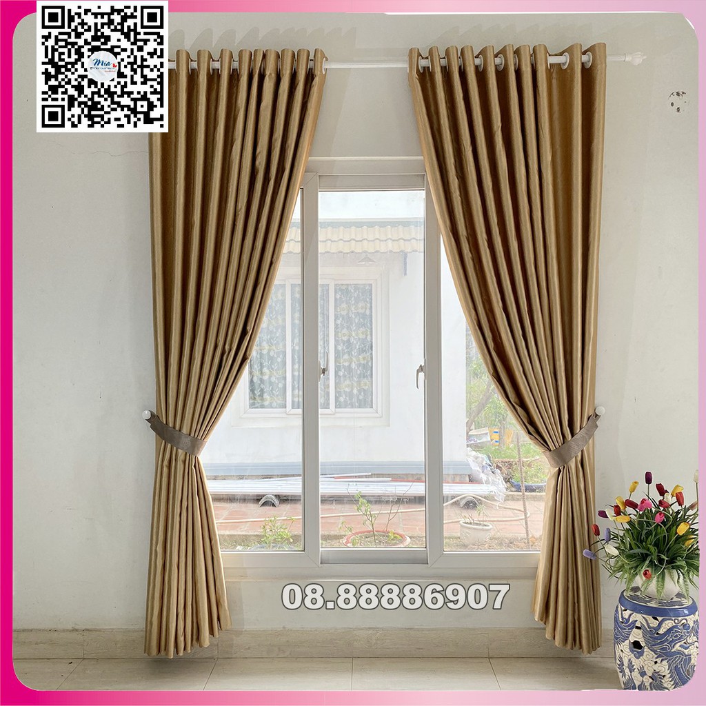 Rèm cửa màu vàng chống nắng, kích thước tùy chọn, sản xuất tại xưởng may rèm Mia, Mia curtains