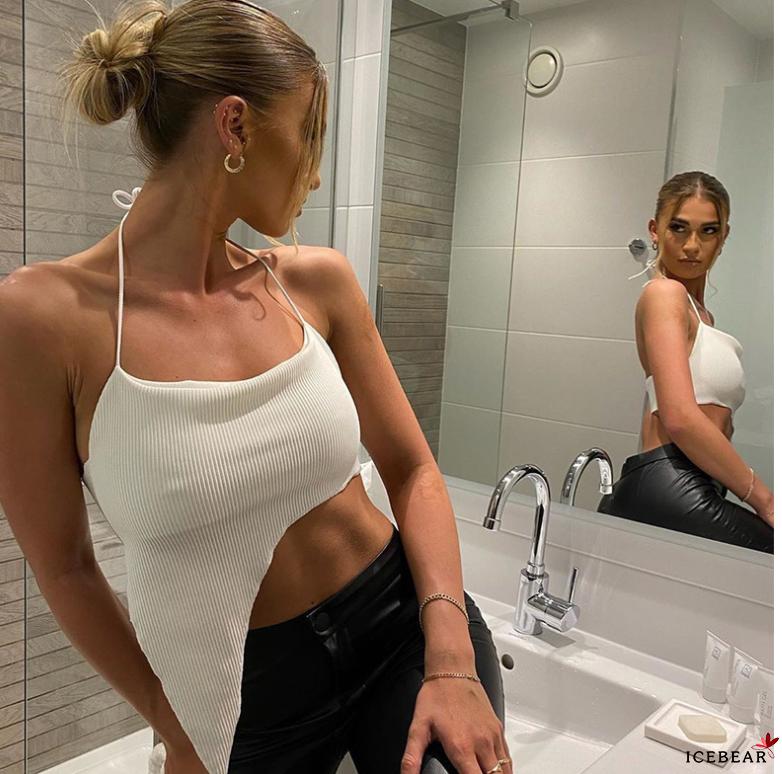 Áo yếm hai dây không đối xứng màu trơn cho nữ