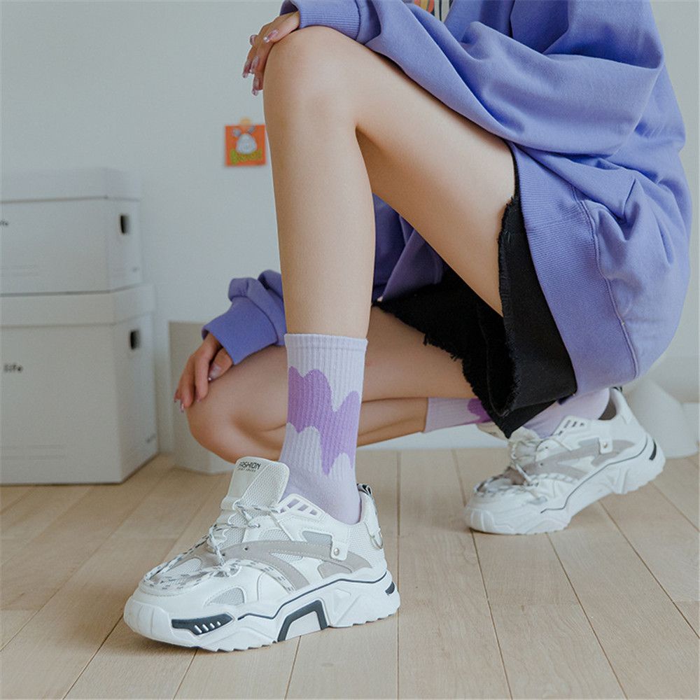 Vớ Cổ Cao In Hình Que Kem Cầu Vồng Dễ Thương Phong Cách Harajuku Cho Nam Và Nữ