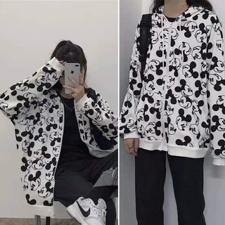 [SIÊU NGẦU] Áo khoác nỉ bông ulzzang phom rông unisex chuột MICKEY dây kéo zip dày giá rẻ đẹp (Sỉ từ 5sp bất kì)