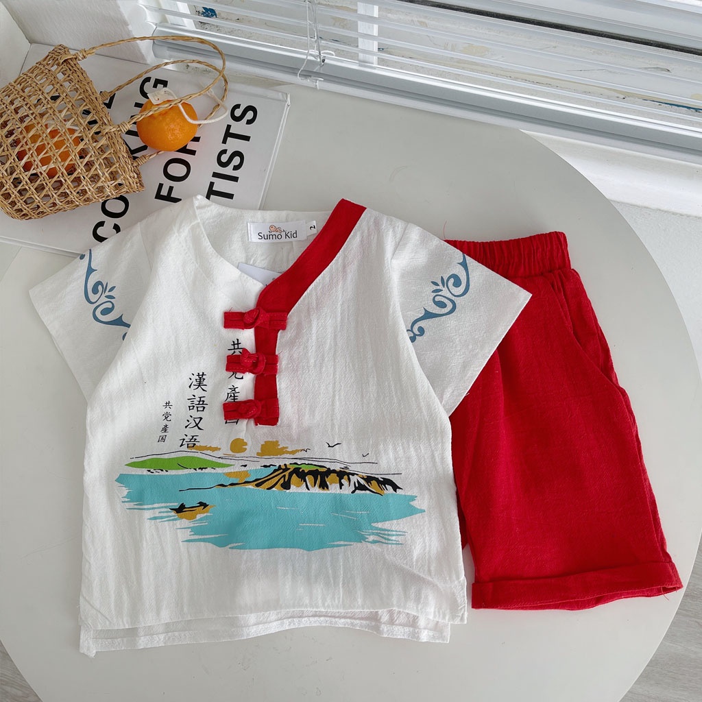 Bộ cộc tay cho bé, Bộ tay cho bé trai chất đũi cực mát cho bé từ 6-28kg - LILA KIDS