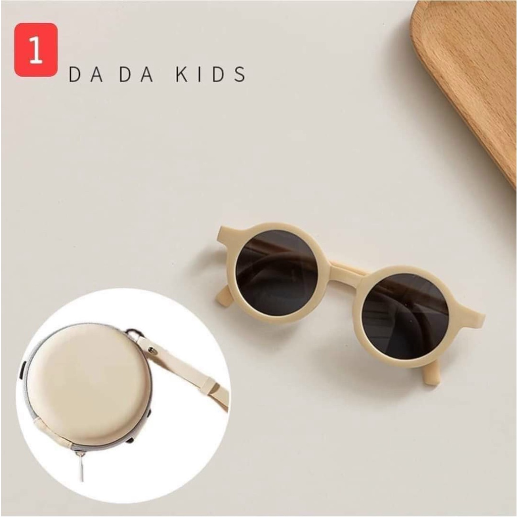 Kính Mắt Tròn Gấp Gọn Kèm Hộp Chống Tia UV Cho Bé Trai Bé Gái 8 tháng đến 4 tuổi K146