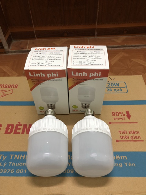 Bộ 3 Bóng Đèn LED trụ 20w Đui E27 Siêu sáng, Tiết Kiệm điện