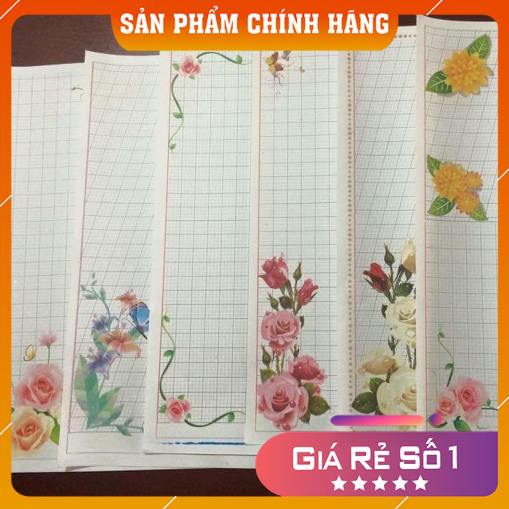 Giấy Hoa Luyện Chữ Đẹp Ánh Dương - Giấy Chất Lượng Cao Có Hoa Trang Trí 4 Góc - 2 Mặt Thiết Kế Kẻ Ô Li Khác Nhau