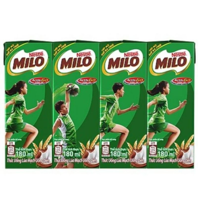 Thức Uống Lúa Mạch Milo 180ml Lốc (4 Hộp) Có Đường / Ít Đường