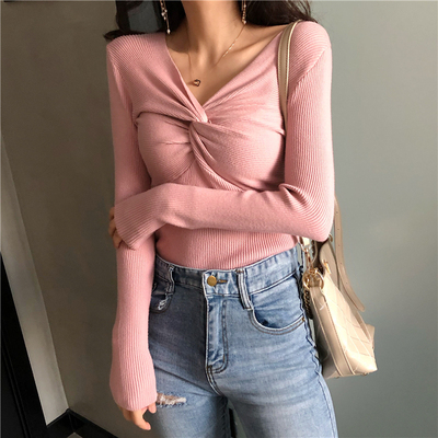 Áo len tay dài cổ v ôm dáng cá tính cho nữ | BigBuy360 - bigbuy360.vn