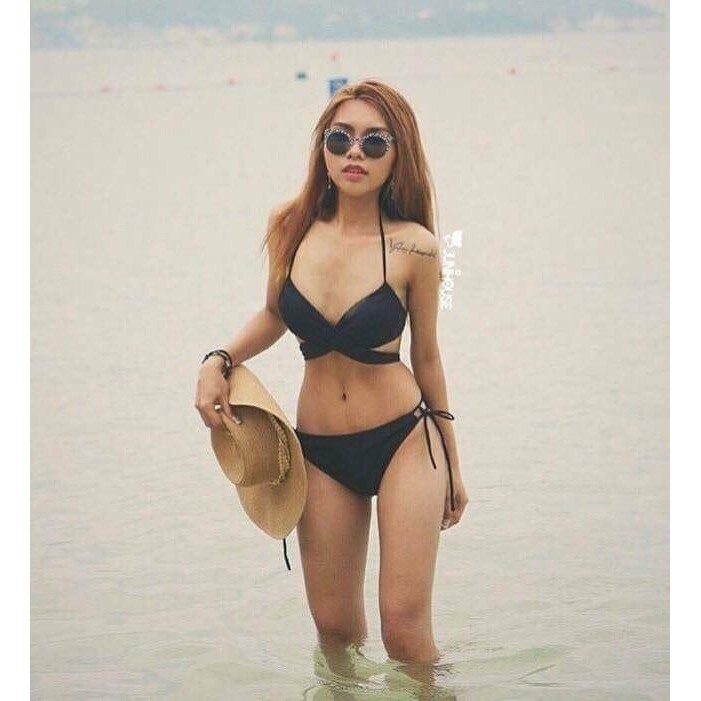 Bikini hai mảnh, Đồ bơi nữ đi biển nâng ngực áo chéo eo - quần chip sexy