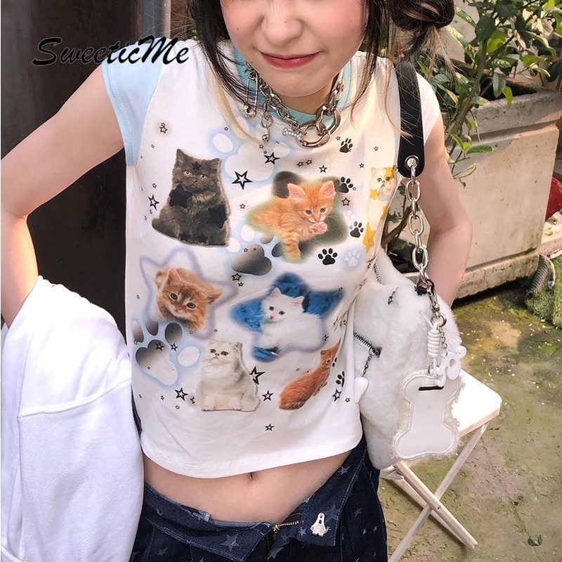 Áo Thun Cổ Tròn Tay Ngắn In Họa Tiết SweeticMe Thời Trang Cho Nữ