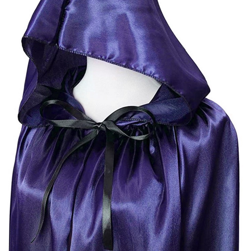 Wmmb Áo Choàng Satin Trùm Đầu Màu Trơn Hóa Trang Phù Thủy Quỷ Ma Cà Rồng / Giáng Sinh /