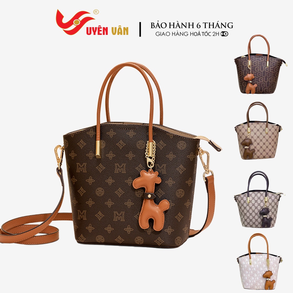 Túi xách nữ da PU cao cấp họa tiết monogram thời trang hàn quốc vintage vừa size A5 Y6918