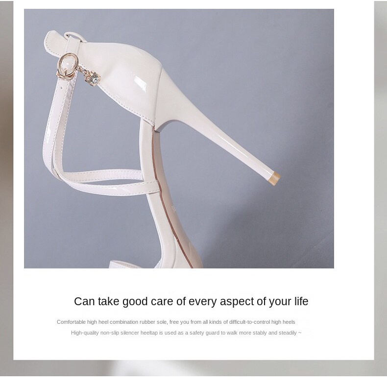 Giày Cao Gót 12cm Đế Xuồng Quai Chéo Không Thấm Nước Có Khóa Cài Phong Cách Âu Mỹ Mới Mùa Hè Cho Nữ