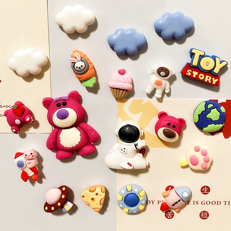 Nam Châm Mini Trang Trí Tủ Lạnh Hình Gấu / Dâu Tây 3d Dễ Thương