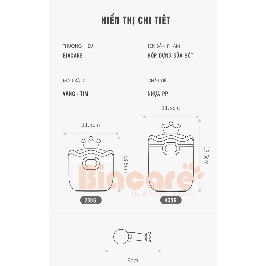 Hộp đựng sữa bột, đồ khô hình vương miện cao cấp có thể tiệt trùng