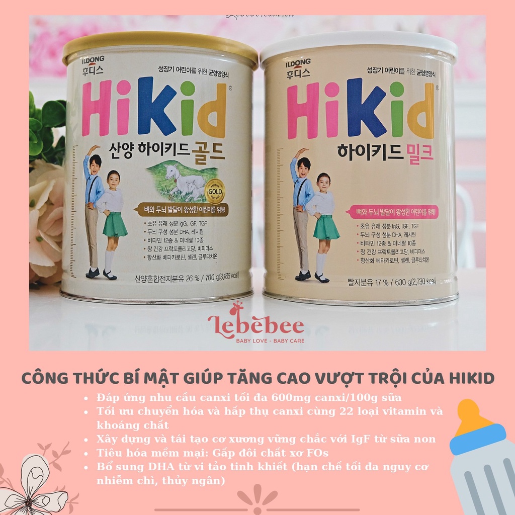 Sữa Hàn Quốc Hikid cho bé 600g/ 650g/ 700g