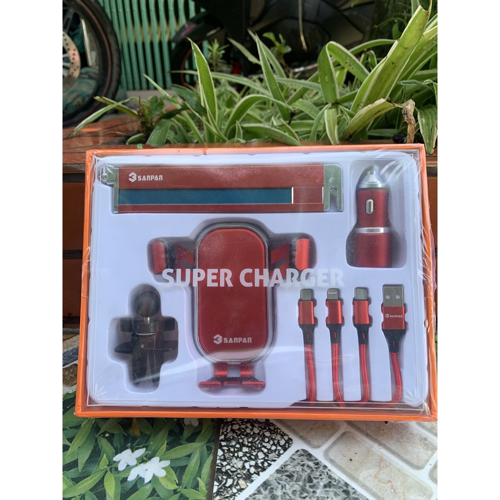 4 chi tiết Tẩu sạc 6A  3sanpam 12-24V 2 cổng USB, dây 3 đầu sạc,giá đỡ điện thoại cửa gió,bảng sdt
