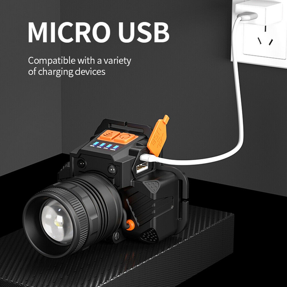Đèn pha ngoài trời LED USB có thể sạc lại Đèn pha Đèn pin đội đầu Không thấm nước | BigBuy360 - bigbuy360.vn