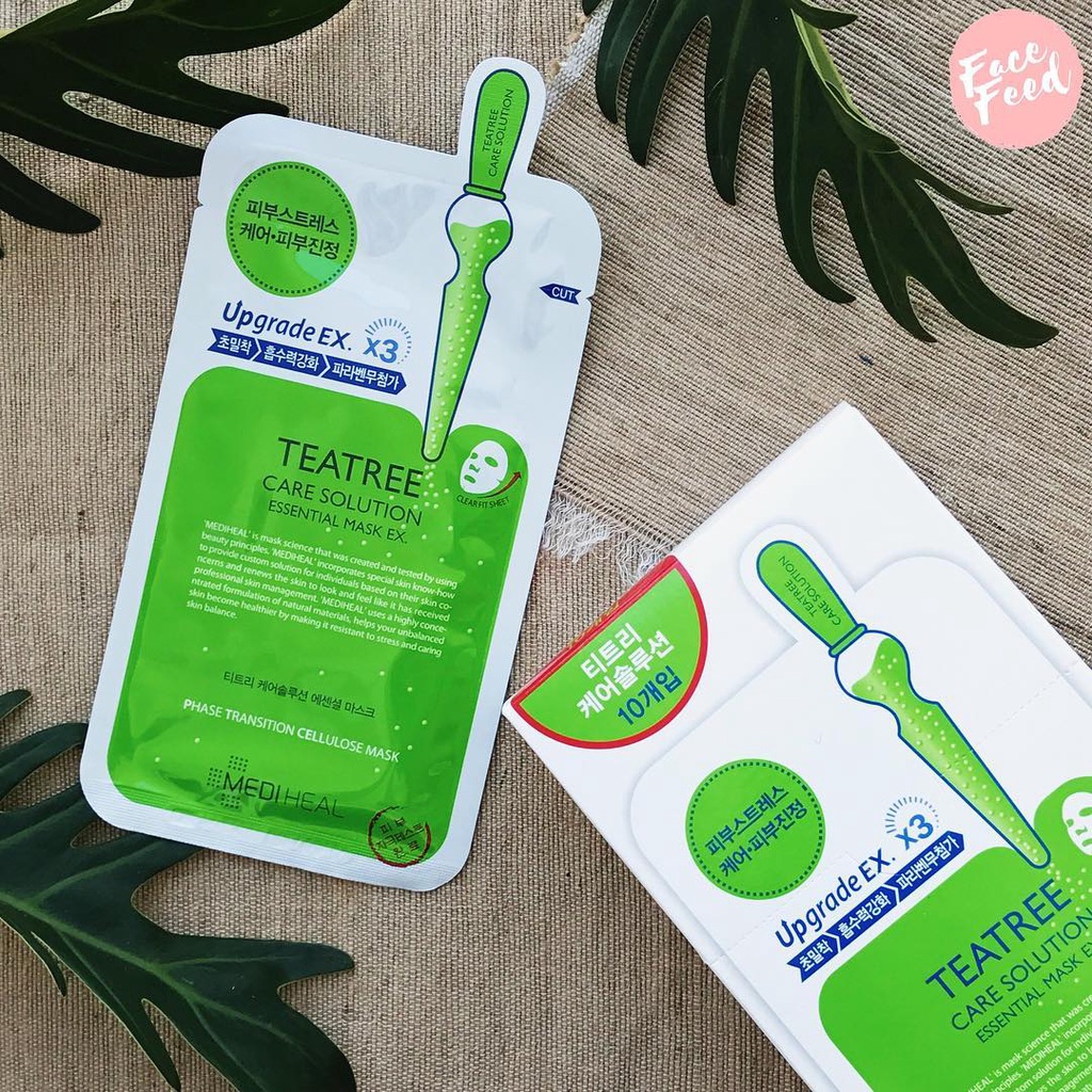 Mặt Nạ Mediheal Tràm Trà [MIẾNG LẺ] Giảm Mụn Kiềm Dầu Mediheal Teatree Care Solution Essential Mask EX 24ml