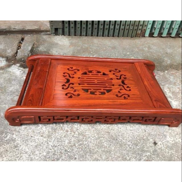 Khay trà cuốn gỗ hương kt 27*47