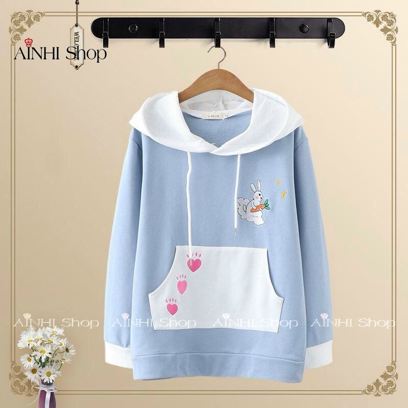 Áo Hoodie Nữ ❤️FREESHIP❤️ Áo Khoác Hoodie Vải Nỉ Nhiều Màu  (Thỏ Con) - Áo Hoodie Free Size Dưới 60kg