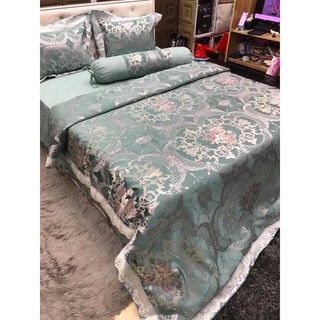 Bộ Chăn Ga Gấm Lụa 5 Món (Kèm ruột chăn mỏng)
