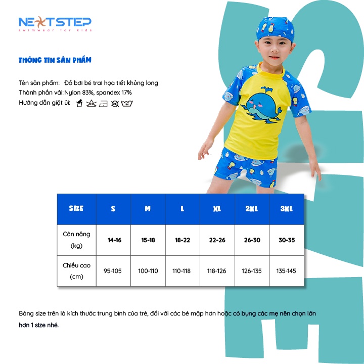 Đồ bơi bé trai quần short họa tiết hoạt hình mới size từ 14kg đến 35kg