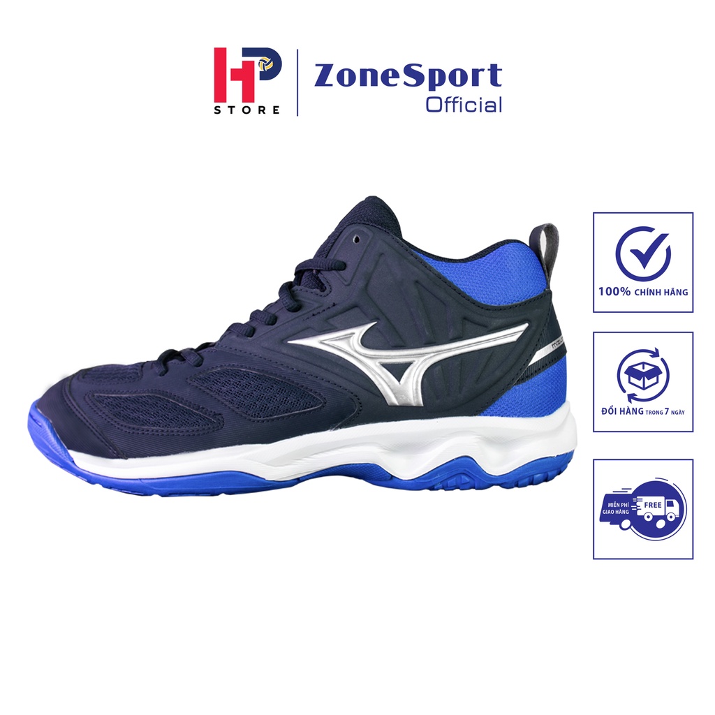 Giày Mizuno Dynablitz Mid 2021 Bạc Tím Xanh - Giày Bóng Chuyền, Bóng Rổ đa năng thoáng thí khử mùi hôi đế giày êm ái