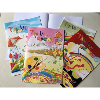 2 quyển Tập vẽ Picasso Khổ A4 Dọc - Giấy dày 10 tờ/cuốn