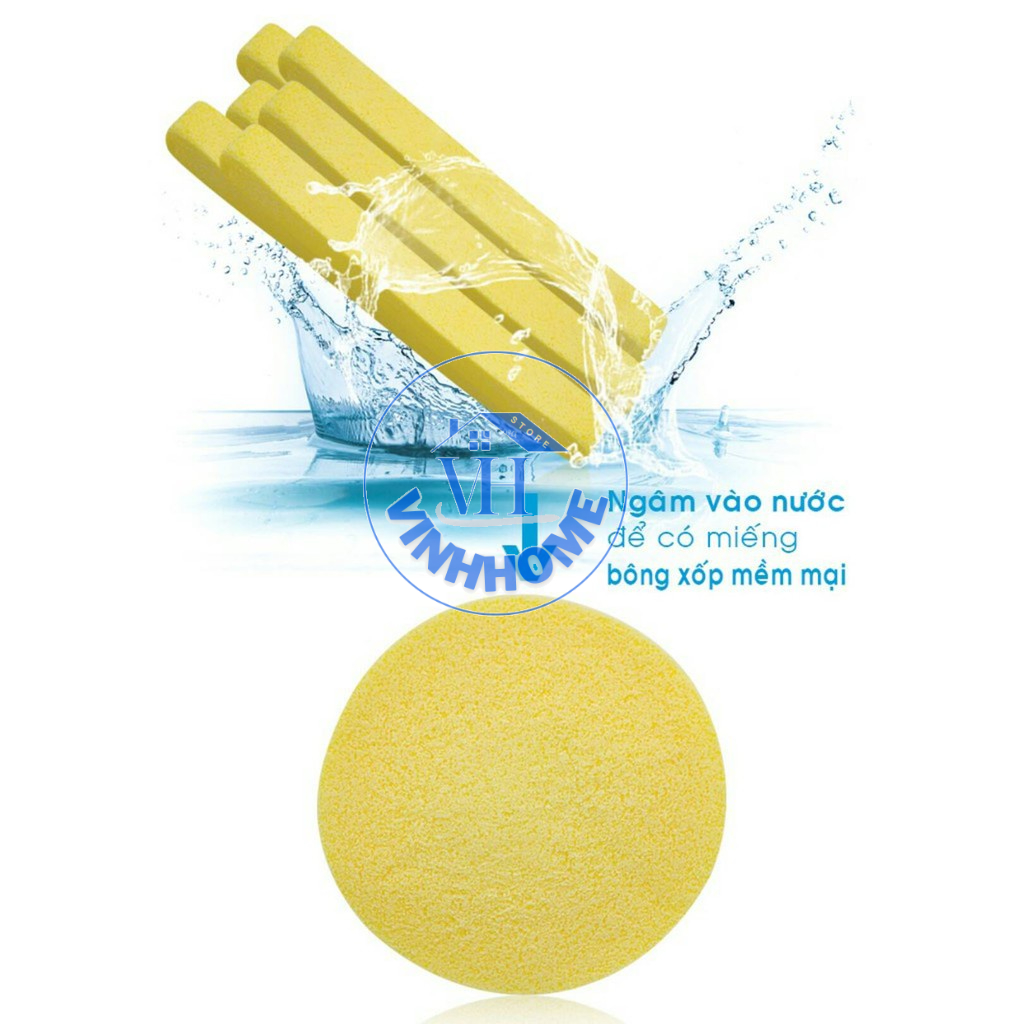 Set 12 bông mút rửa mặt Chivey, bọt biển tẩy trang làm sạch da dạng nén dễ dàng sử dụng