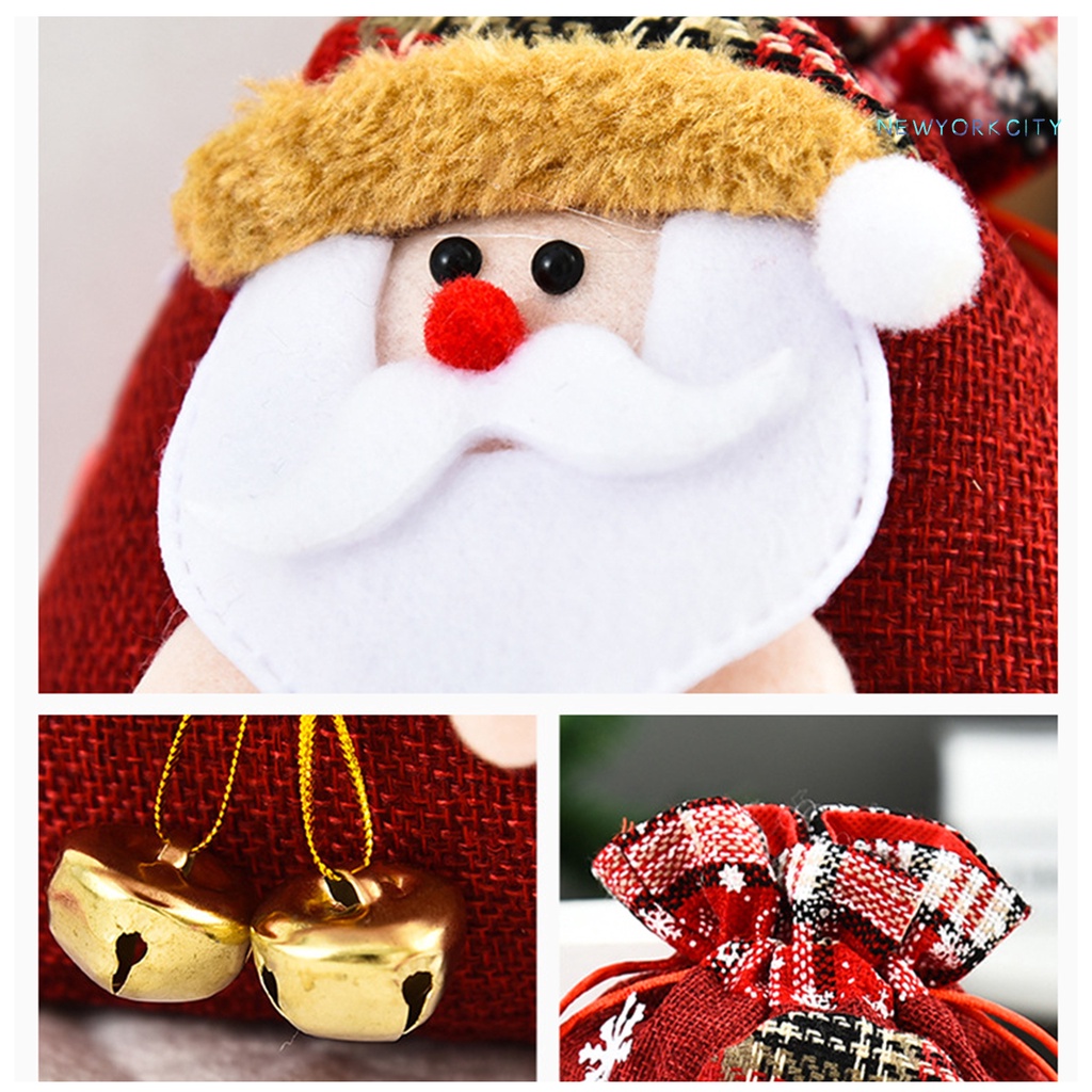 Túi dây rút đựng kẹo hình búp bê Giáng Sinh