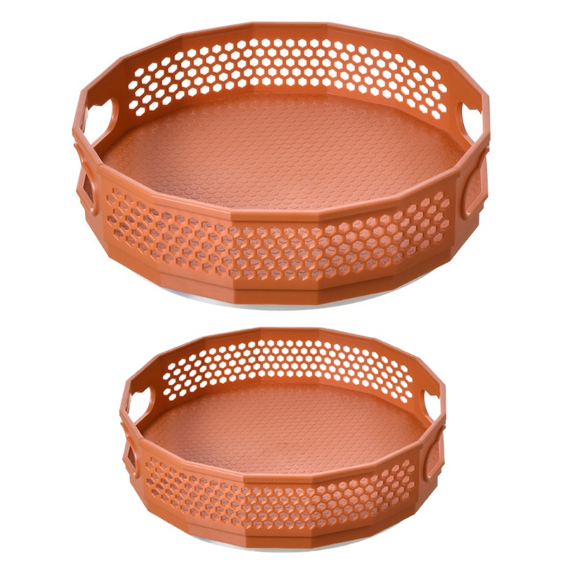 Set 2 Khay Nhựa Xoay Đựng Gia Vị Có Tay Cầm Chống Trượt Sắp Xếp Gọn Gàng Cho Nhà Bếp Nhà Tắm