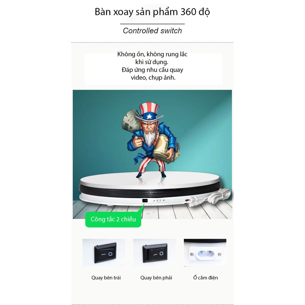 Bàn Xoay Điệnchụp ảnh,quay video,trưng bày sản phẩm