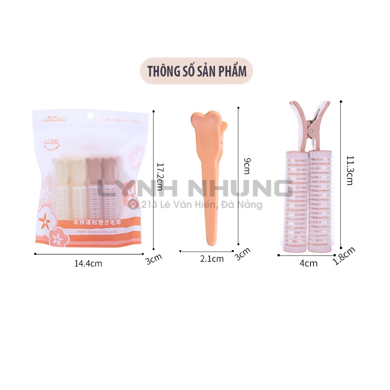 Set lô kẹp phồng chân tóc mái tự dính, có cây kẹp rời để kẹp tóc tiện lợi