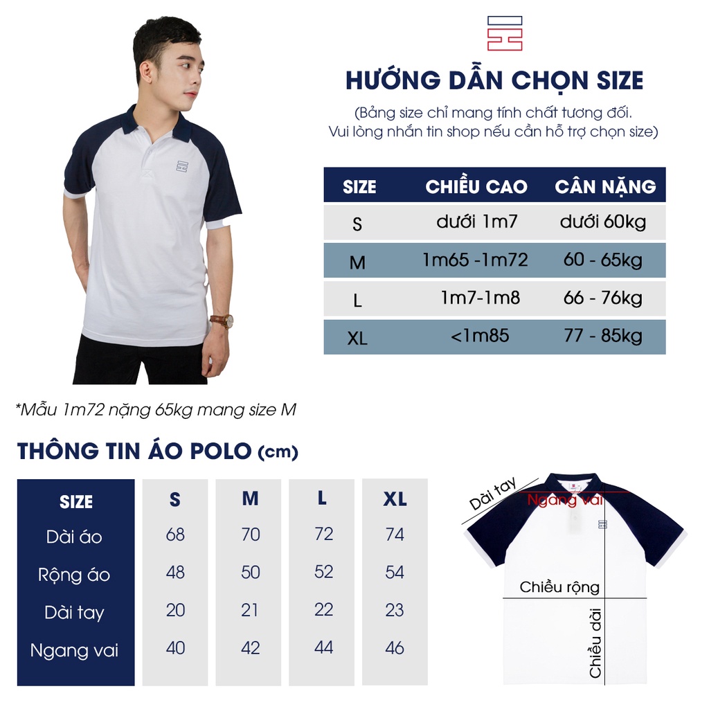 Áo polo nam tay phối màu chất cotton HIDDLE Raglan 266215