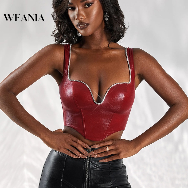 Áo Tank Top Cổ Chữ V Chất Liệu Da PU D0323