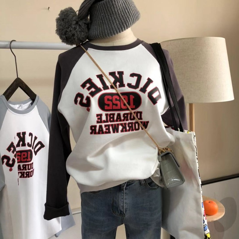 SUXI Áo thun tay dài cổ tròn thiết kế mới thời trang mùa thu theo phong cách Hàn Quốc dành cho nữ