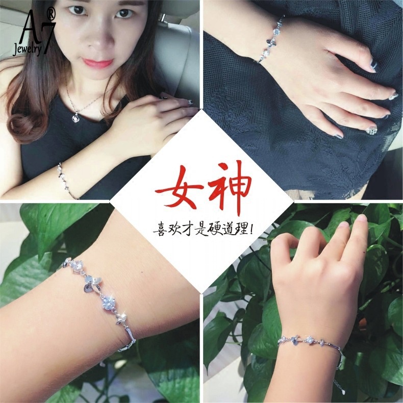 Vòng tay mạ bạc 925 đính đá thanh lịch cho nữ