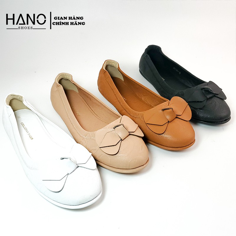 HANO - Giày Bệt Búp Bê mũi tròn da thật cao cấp nơ xinh BB0275
