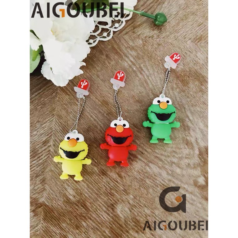 [Spot &amp; COD] USB 2.0 Phim hoạt hình dễ thương Silicone Sesame Street 3 màu Thích hợp cho máy tính xách tay Ổ đĩa USB di động Lightning Drive 1GB 2GB 4GB 8GB 16GB 32GB 64GB 128GB