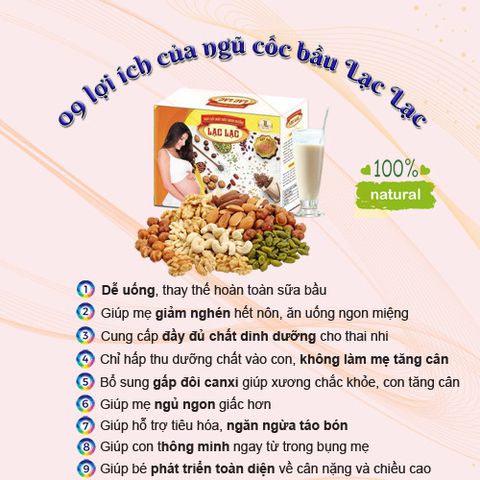 [Quà Tặng] Ngũ Cốc Mẹ Bầu Lạc Lạc Plus+ 600g (30 gói )Tiện Lợi - Bổ Sung Dinh Dưỡng cho Mẹ - Hạn Chế Tiểu Đường Thai Kỳ