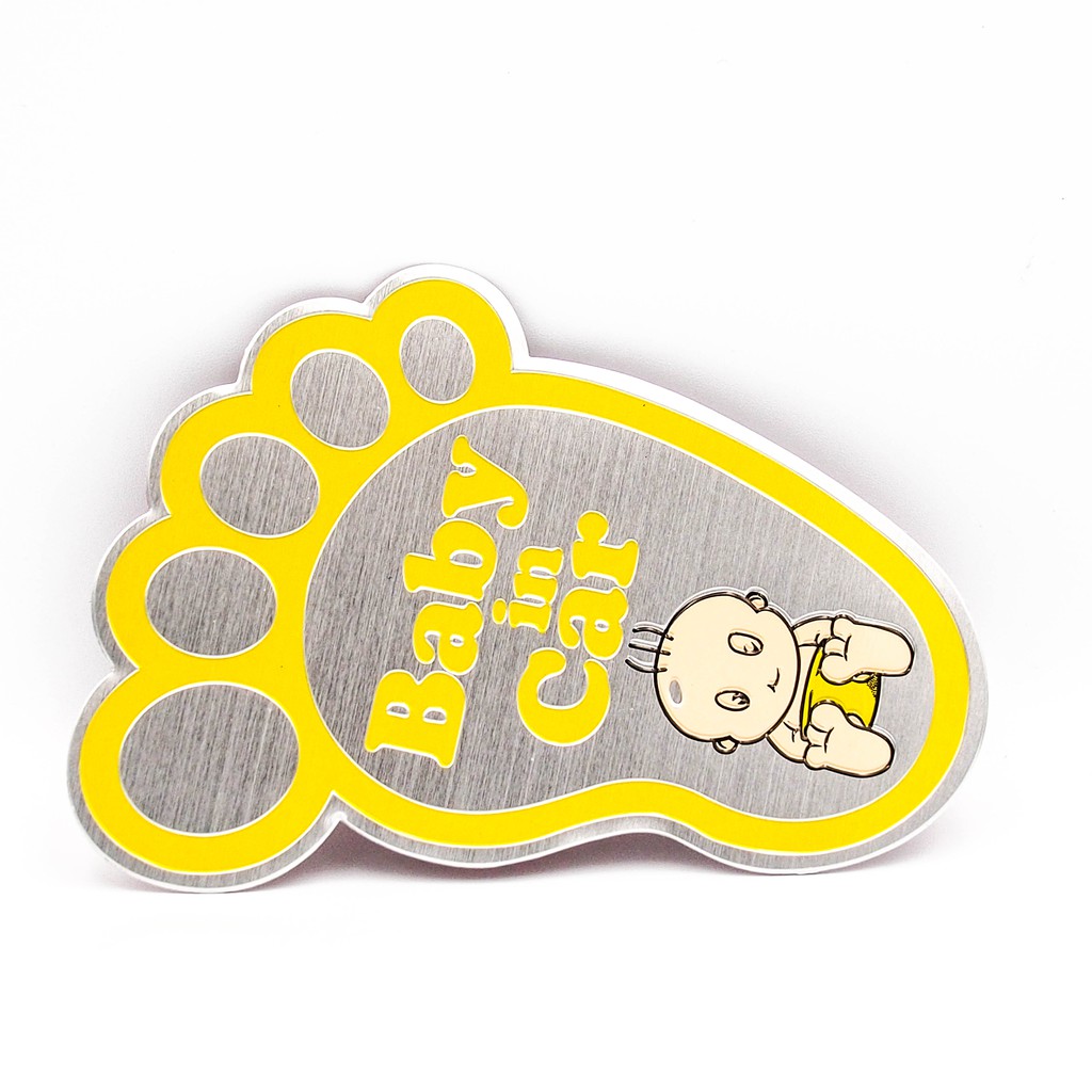 Bàn chân vàng - Sticker hình dán metal kim loại Baby in car