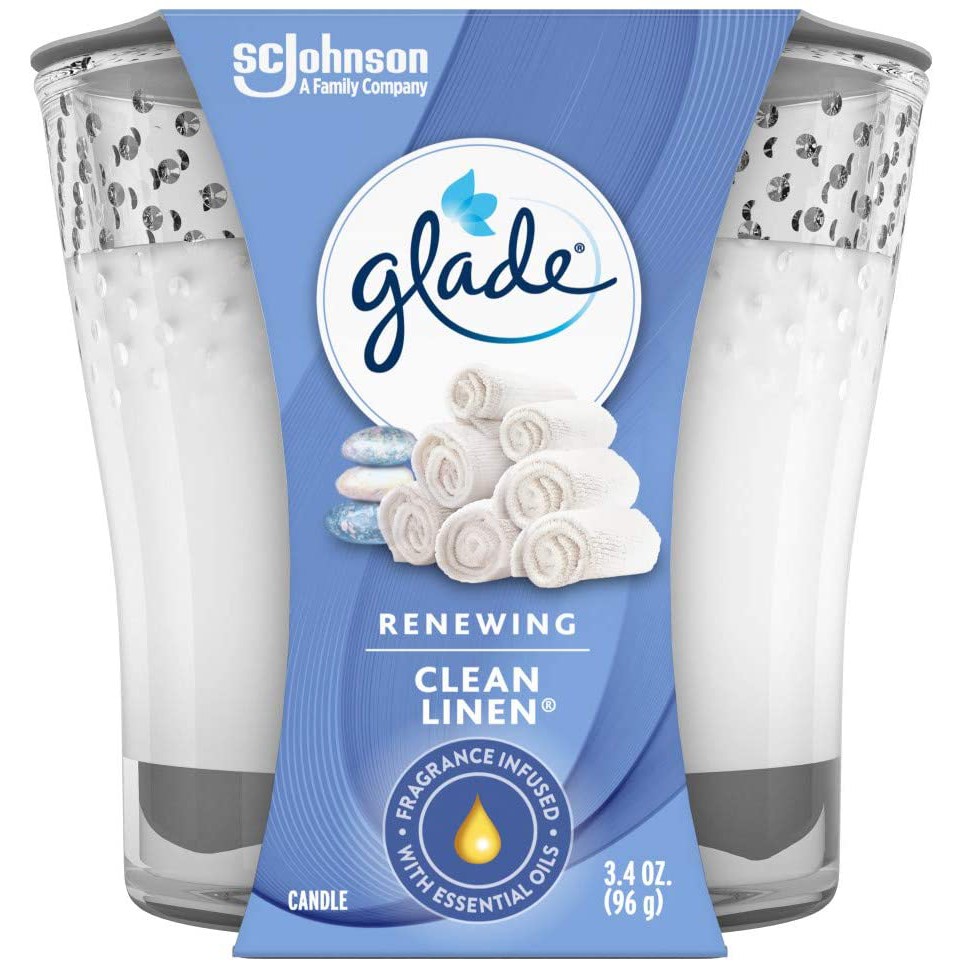 Đèn cầy nến thơm 1 bấc Glade Candle Jar Air Freshener Clean Linen 96g (Mỹ)