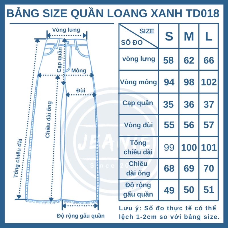 Quần jean ống suông JEANIE quần bò loang xanh rách gối cá tính TD018